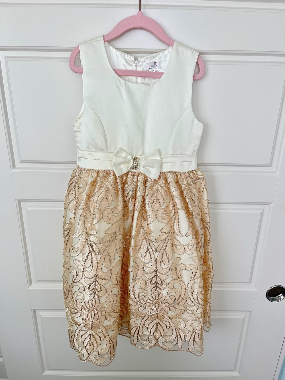 Biscotti Ivory Bodice with Gold Lace Skirt Girls' Party Dress